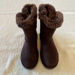 Girls Suede Winter Snow Boots Dark Brown - Little Girls Size 1